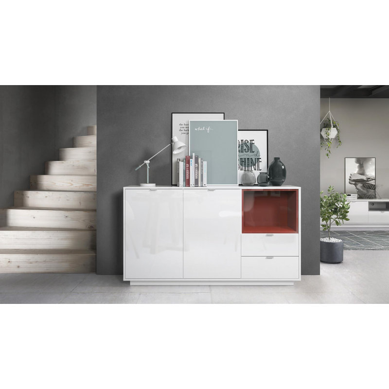Mcclung 153cm Sideboard, Yes, White (glossy)/Burgundy (glossy)