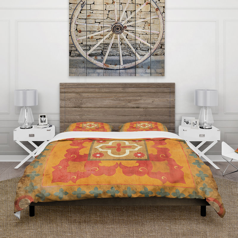 Damask Duvet Cover Set - Moroccan Tiles Collage II, King Duvet Cover + 2 Shams