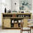 Simple And Natural Open Storage Sideboard With Farmhouse-Style Sliding Barn Door And Mesh Panel. Suitable For Living Room, Balcony, Kitchen, Office, And Hallway.-1956688713