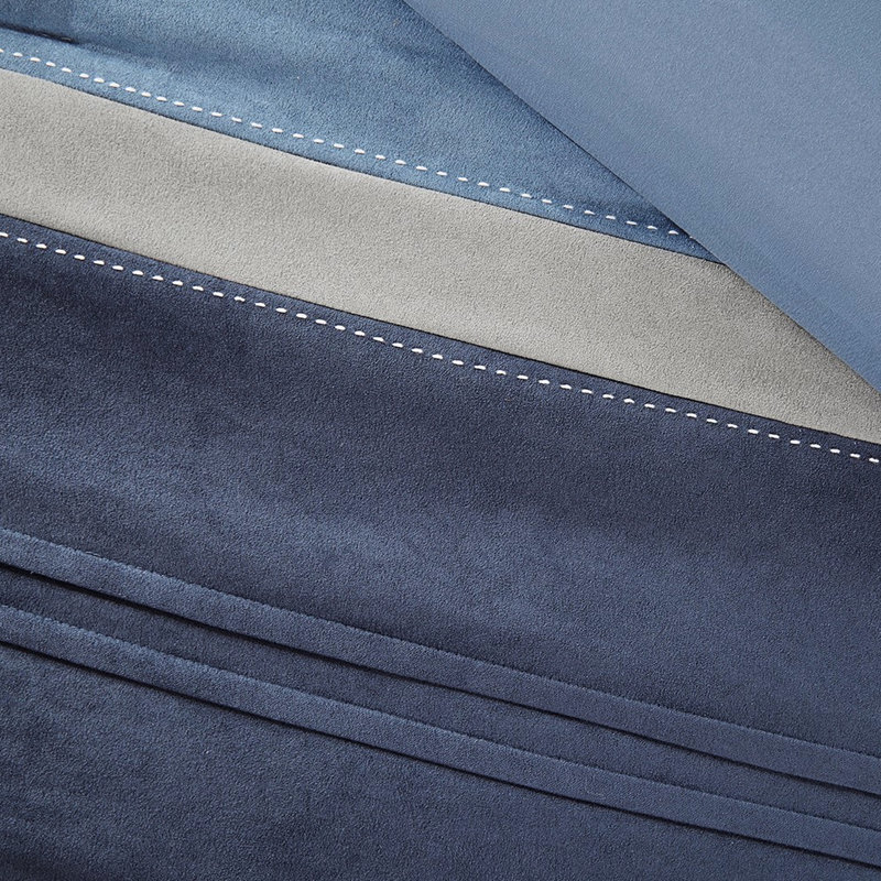 7 Piece Microsuede Comforter - Navy For King, Pieced Suede, , 3 Shams