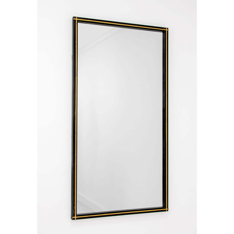 Lele Flat Metal Wall Mirror, Black/Gold