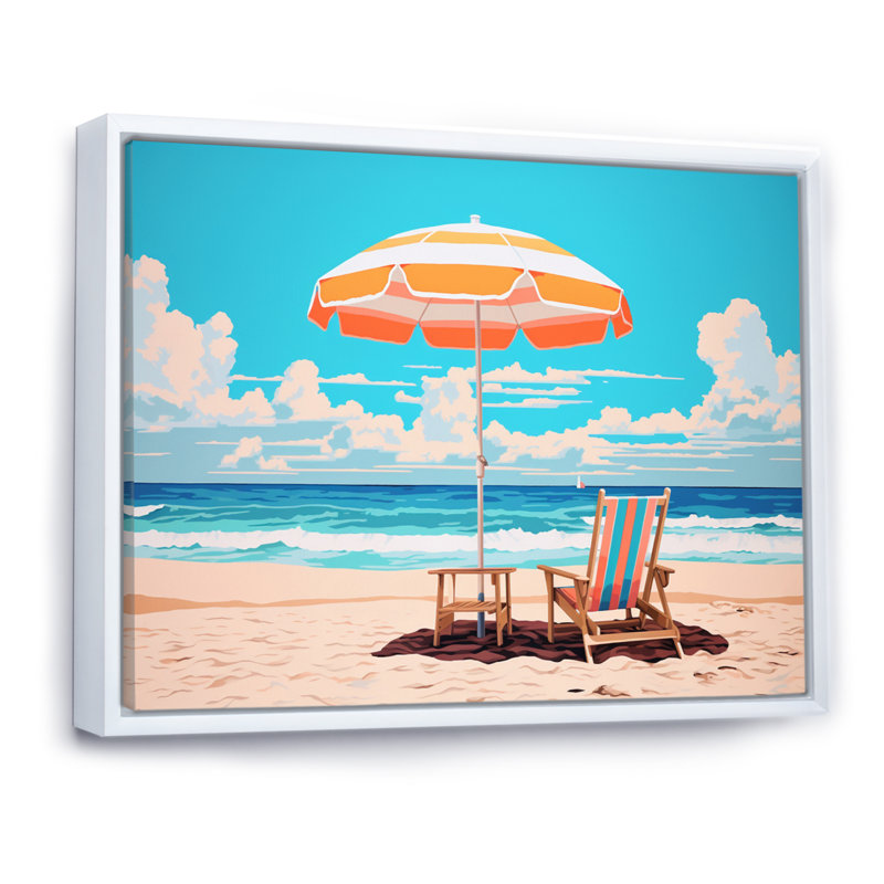 «Beach Chairs Dream I» sur toile, Cadre flottant blanc, H 30 po x l 40 po x P 1,5 po