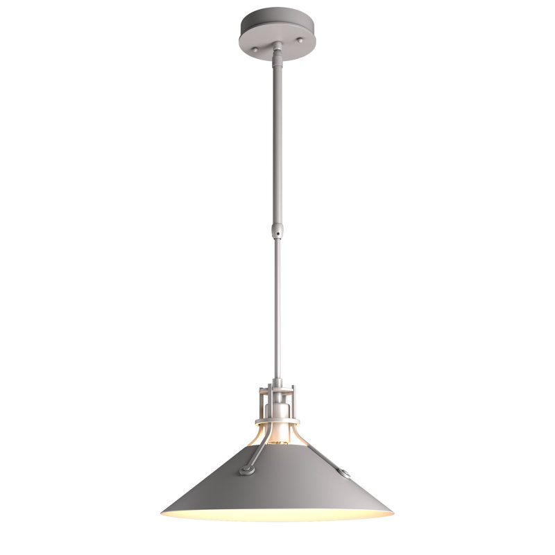 Henry Outdoor Pendant with Metal Shade, Coastal Burnished Steel, 8.7" H x 14.4" W x 14.4" D