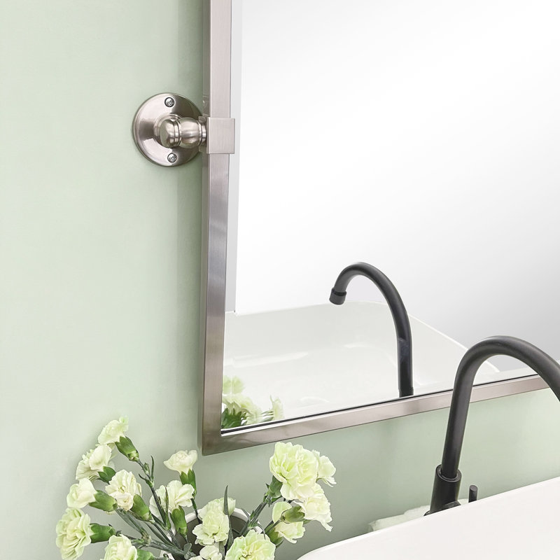 Metal Rectangle Mirror, Brushed Nickel, 24" x 20"