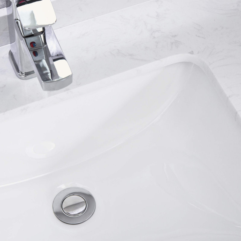 Lavabo de salle de bain rectangulaire blanc encastré avec trop-plein