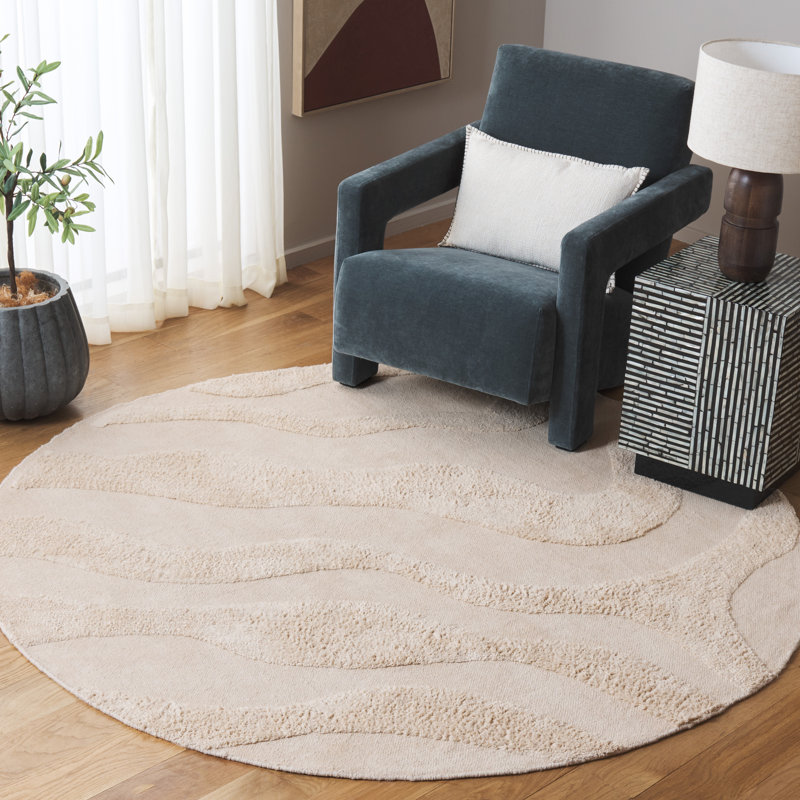 Mozie Washable Abstract Indoor Rug, Round 6'