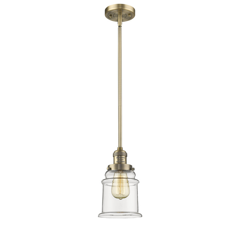Galaviz 1 - Light Single Pendant, Brushed Brass, Clear, 6 Watt Vinage LED Bulb
