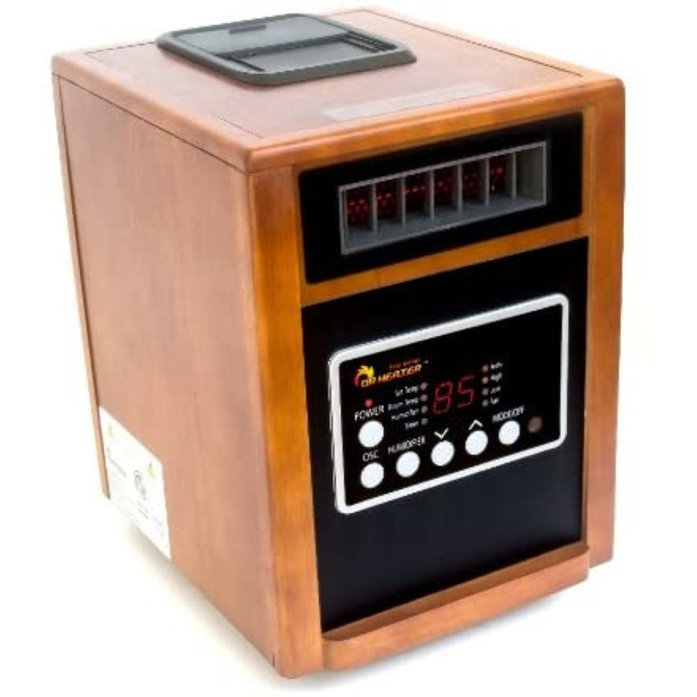 Dr. Infrared Heater Elite Series 1500 Watt 5200 BTU Electric Cabinet Space Heater with Adjustable Thermostat , Remote Included and with Digital Display