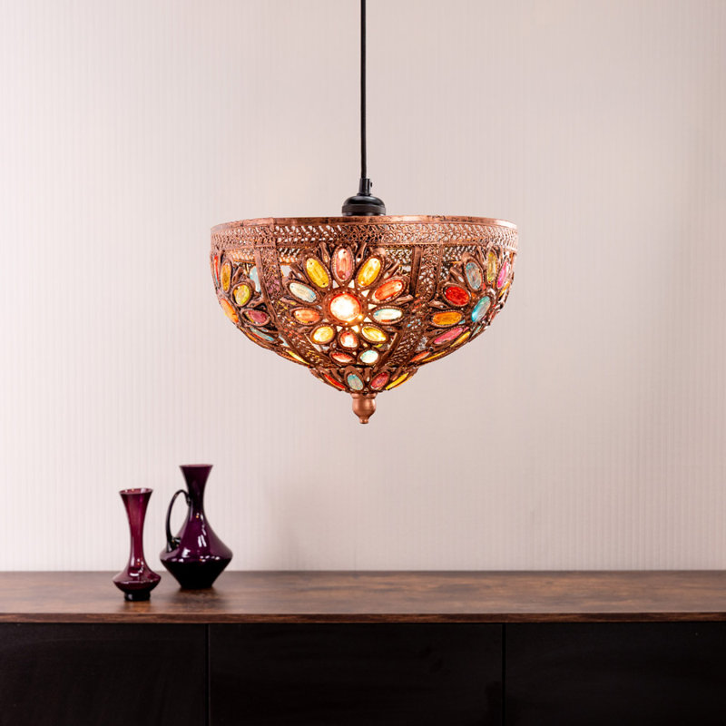 23cm H Metal Bowl Pendant Shade in Gold