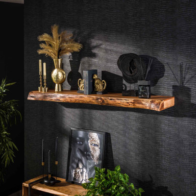 Lenexa Acacia Solid Wood Floating Shelf