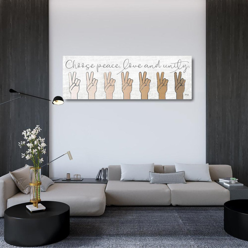 Art Astara Grand Rae, Marla, toile tendue avec châssis: Choisissez la paix, l'amour et l'unité, H 19 po x l 48 po