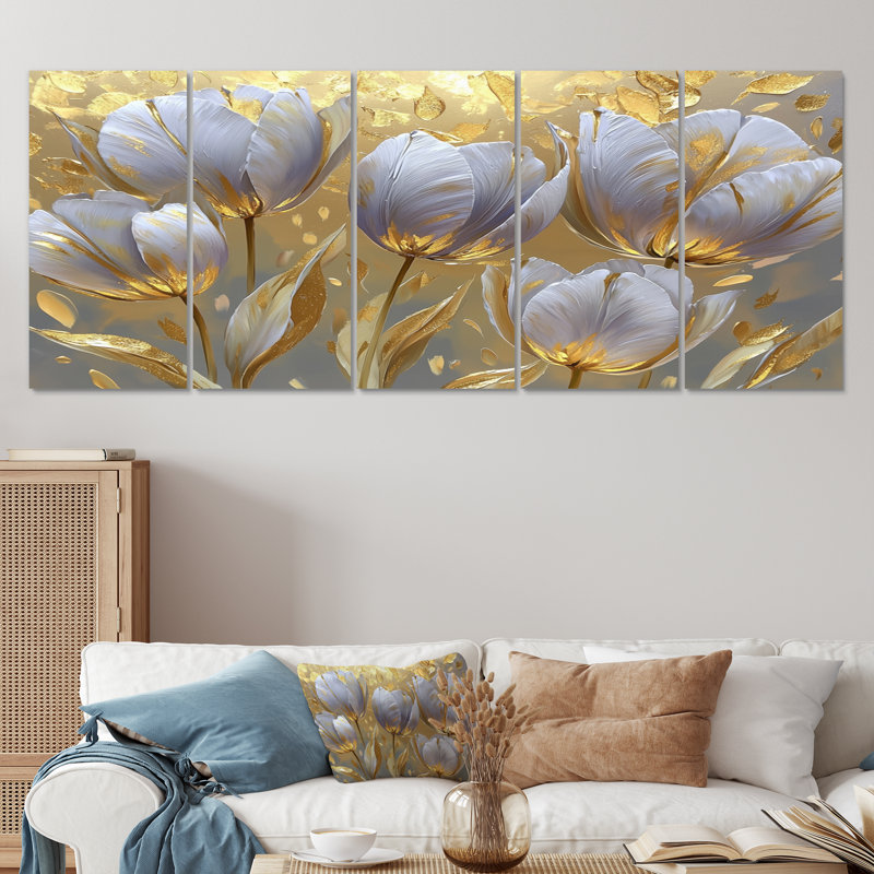 Décoration murale traditionnelle tulipe Leamington - 5 pièces, H 32 po x l 80 po