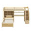 Lit mezzanine simple au-dessus de simple avec bureau intégré, escalier, compartiments de rangement et tablettes-289838389