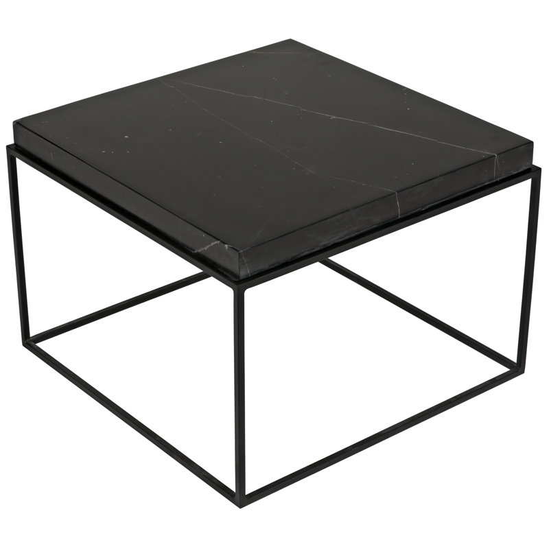 Lomax Minimalist Black Marble and Metal 26" Coffee Table