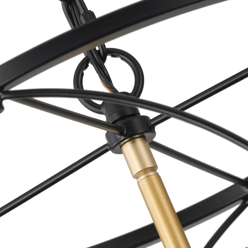 Luminaire suspendu rond en fer 4 lumières à intensité variable