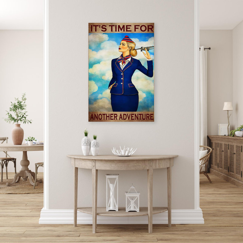 «Flight Attendant, Autre aventure sur toile», impression, H 14 po x l 11 po x P 1,25 po