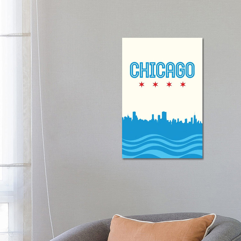 «Chicago Flag Skyline», impression sur toile tendue, H 18 po x l 12 po x P 1,5 po