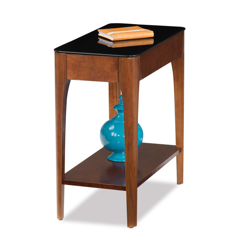 Alantis Obsidian Solid Wood Narrow End Table, Chestnut