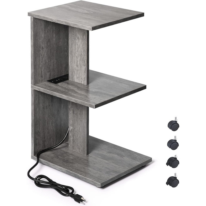 Table de bout avec station de charge, tables d'appoint étroites pour petits espaces avec ports et prises USB