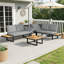 279.5cm Wide L-Shaped Metal Patio Sectional Set