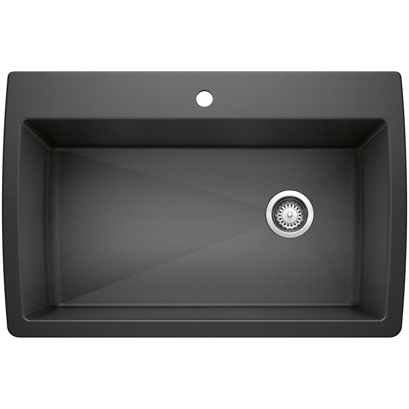 Diamond SILGRANIT 33.5" L x 22" W Super Single Drop-in/Undermount Kitchen Sink, Anthracite, 1 hole