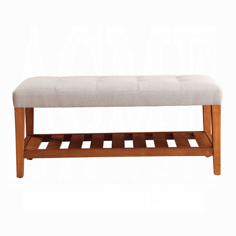 Charla Contemporary Upholstered Bench With Oak Frame, White