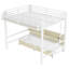 Lit superposé en métal blanc sur grand lit, tiroirs et tablettes de rangement, lumières DEL, ports USB-1941129096