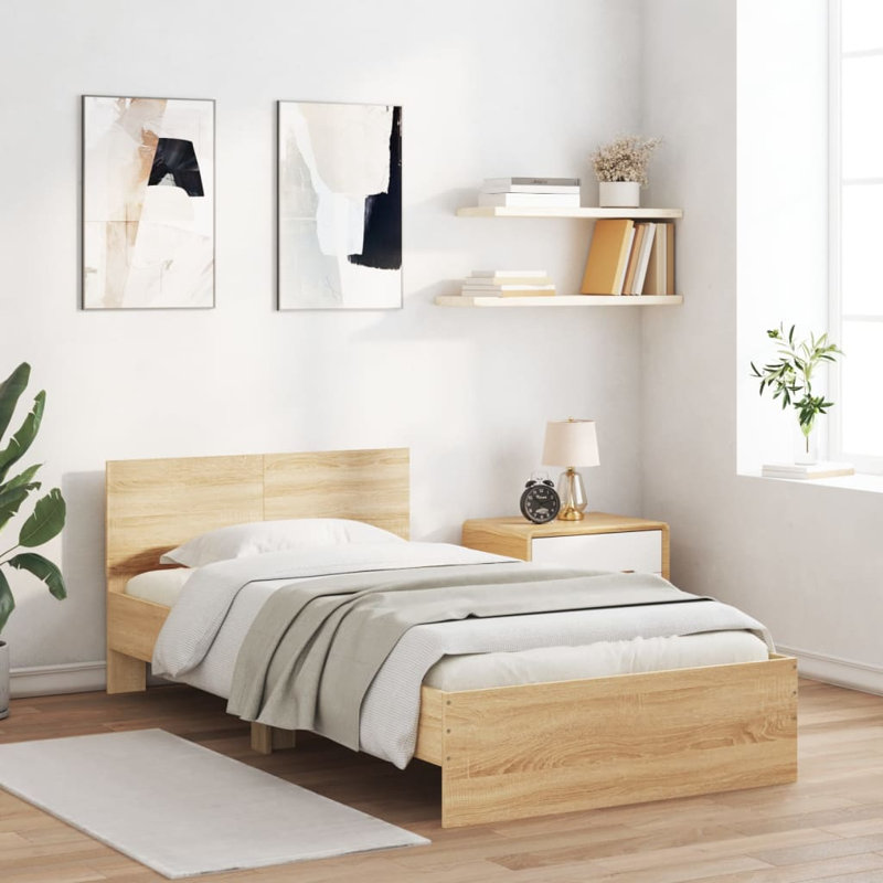 Nyleen Bed, Sonoma Oak, EU Single (3'4)