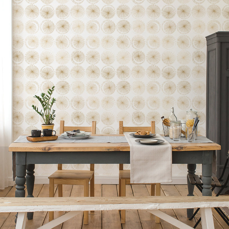 Irvin 33' L x 20.5" W Peel and Stick Wallpaper Roll, White/Gold