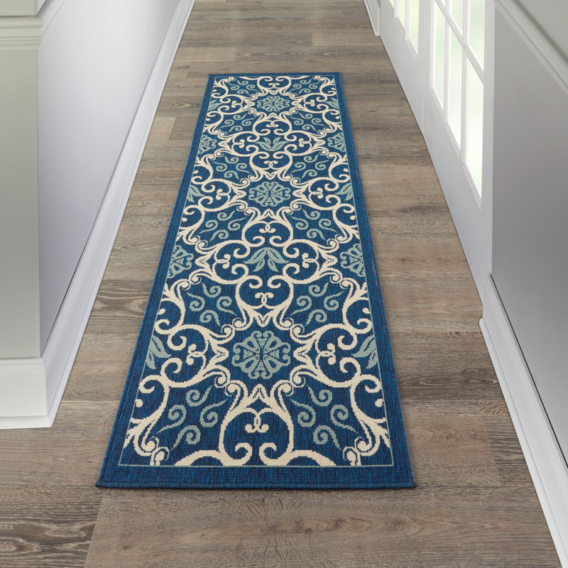 Tapis floral tissé à la machine résistant aux taches, Tapis de couloir 2 pi 3 po x 7 pi 6 po