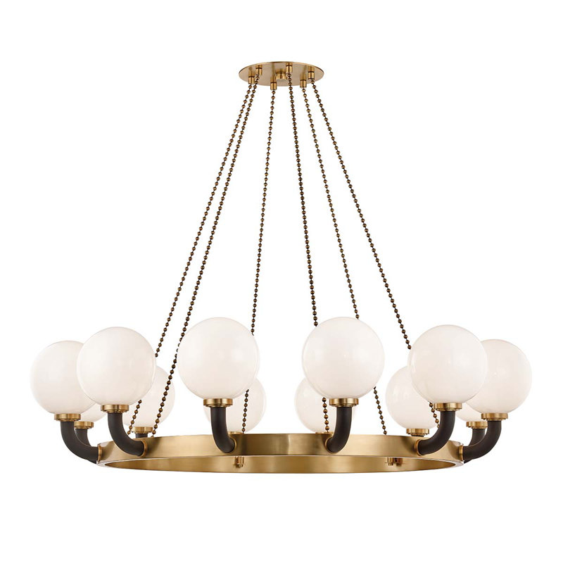 Werner 12 Light Chandelier, Aged Brass/Black