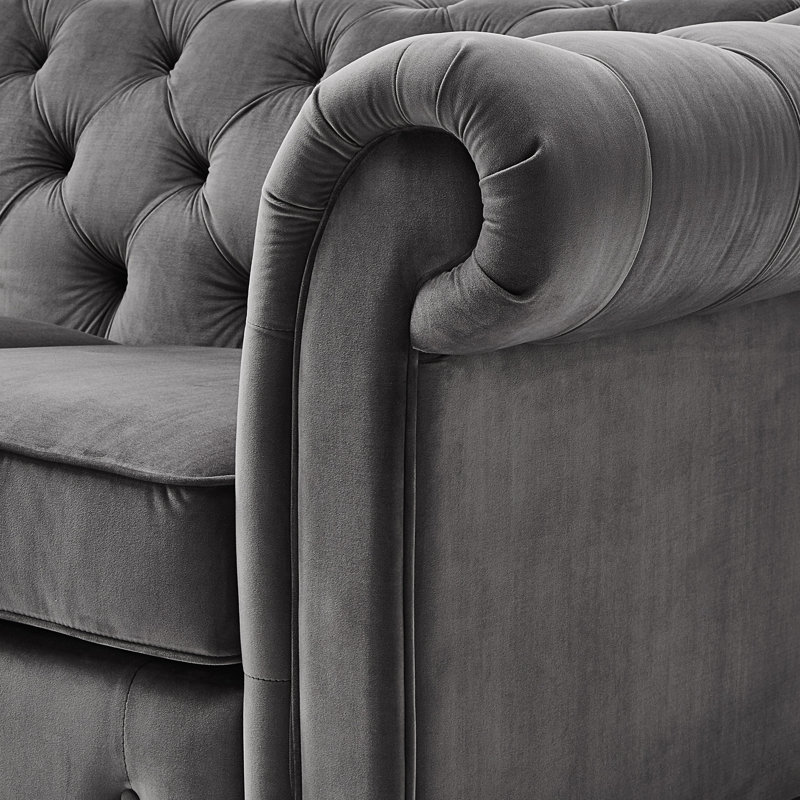 Canapé modulaire en velours de 117 po de largeur Huskins, Velours gris foncé