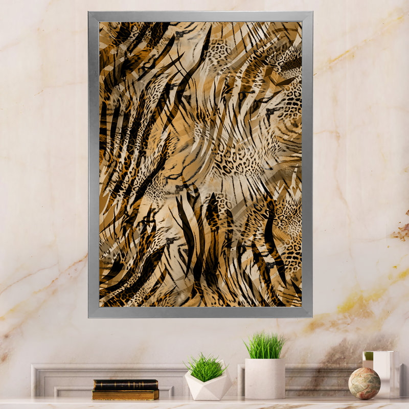 Léopard et tigre IV - Impression sur toile, Toile avec cadre photo argenté, H 12 po x l 8 po x P 1 po