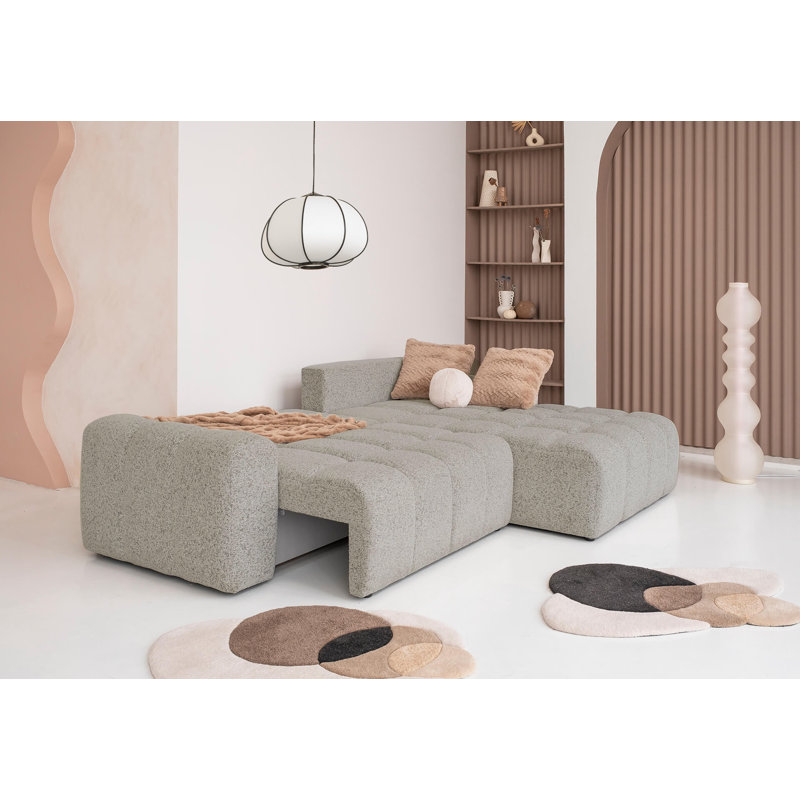 Sofa Bed, in Grey, 94cm H x 268cm W x 184cm D, Right -sided