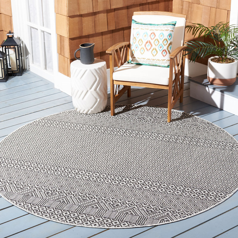 Delacruz Performance Southwestern Indoor/Outdoor Area Rug, Round 4'