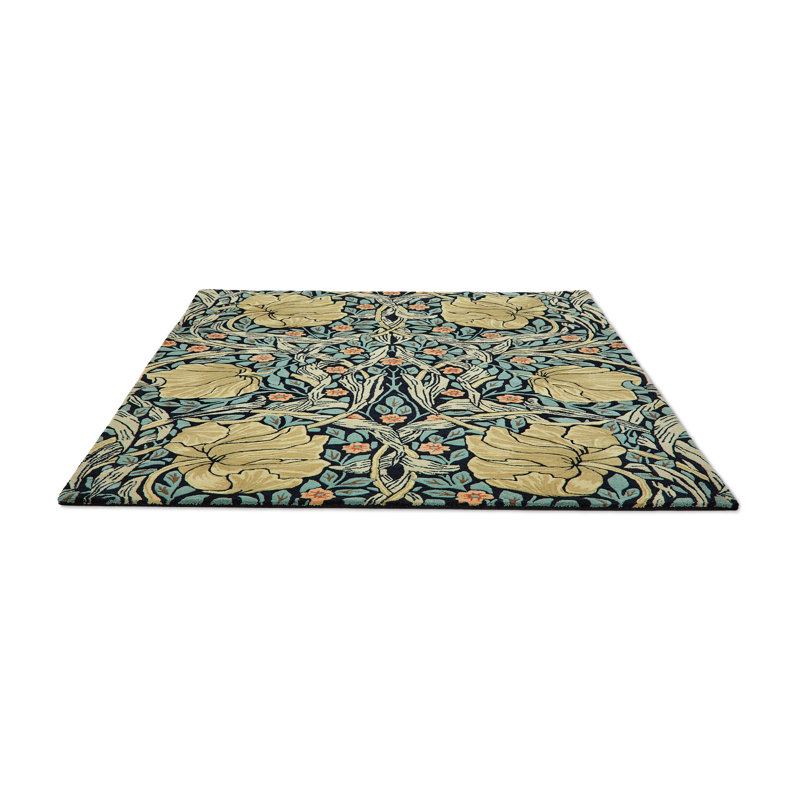 Handmade Wool Floral Area Rug, Rectangle 9' x 12'