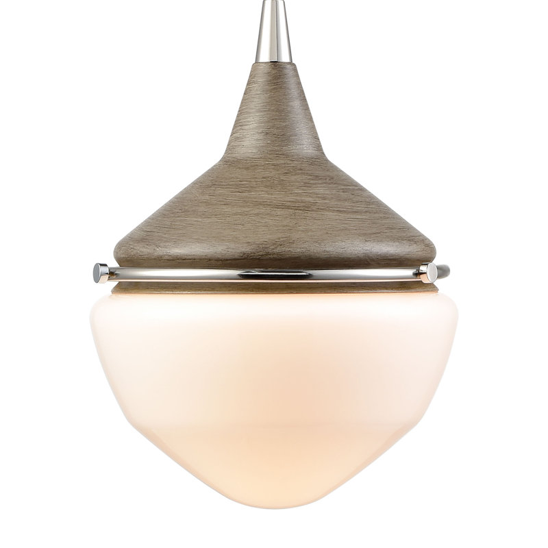 Mini-luminaire suspendu 1 lumière Mid-Century Schoolhouse, H 11 po x l 8 po x P 8 po, Brun