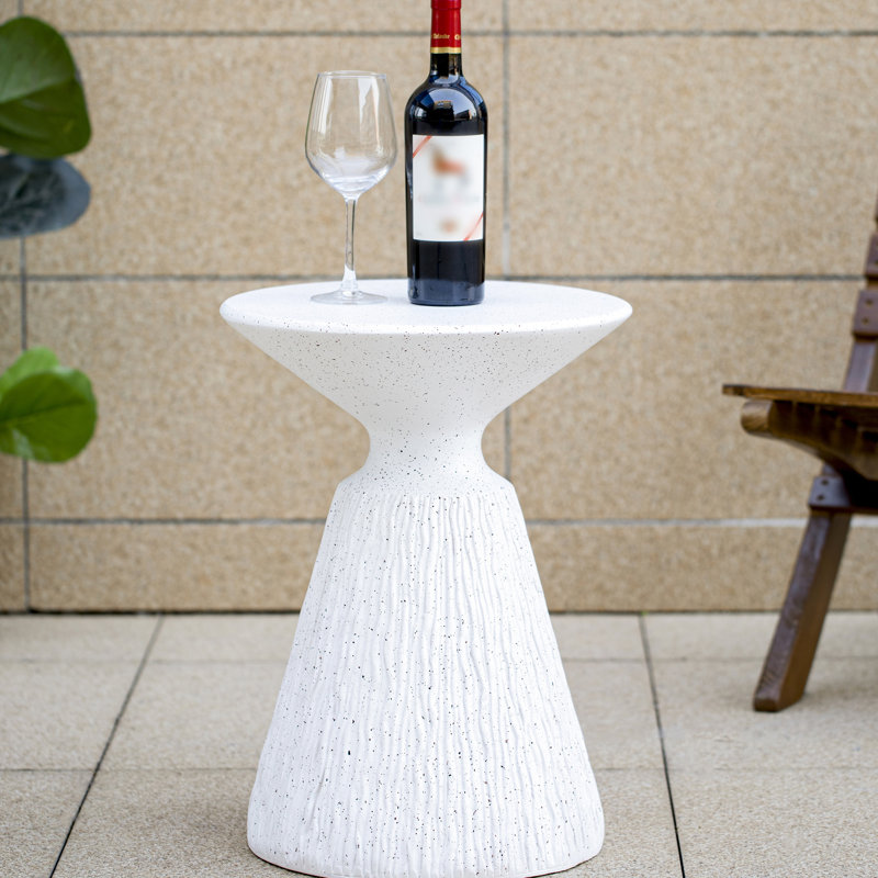 Table d'appoint rétro en marbre blanc tacheté texturé, idéale pour le bureau et le salon, compacte, dimensions 15,5 po, aucun assemblage requis, pour l'intérieur et l'extérieur, x 21 po, idéale pour les petits espaces