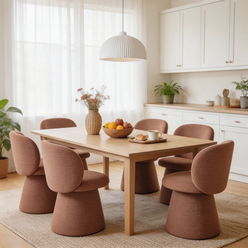 Chaise pivotante rembourrée avec dossier (ensemble de 6), Orange, 6