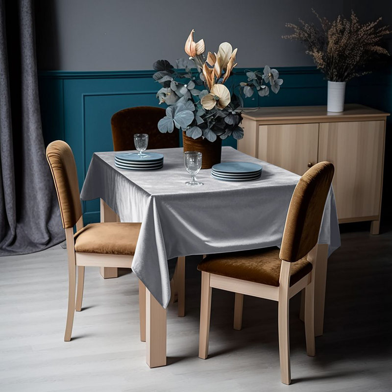 Round Solid Colour Tablecloth, Silver