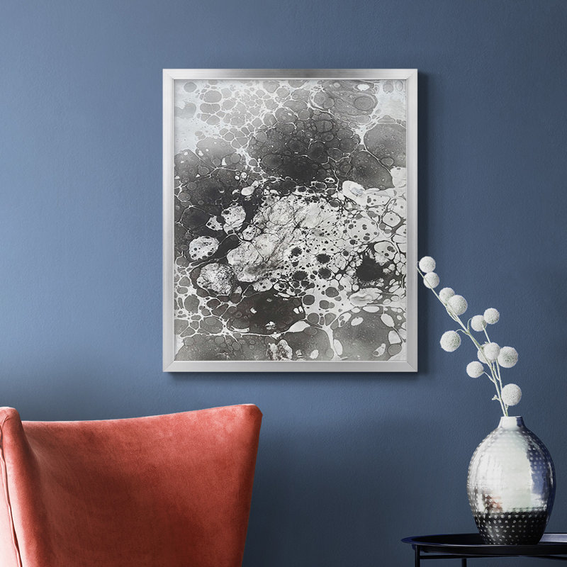 Toile encadrée de qualité supérieure Marble VI - prête à être accrochée, H 24 po x l 20 po, Argent