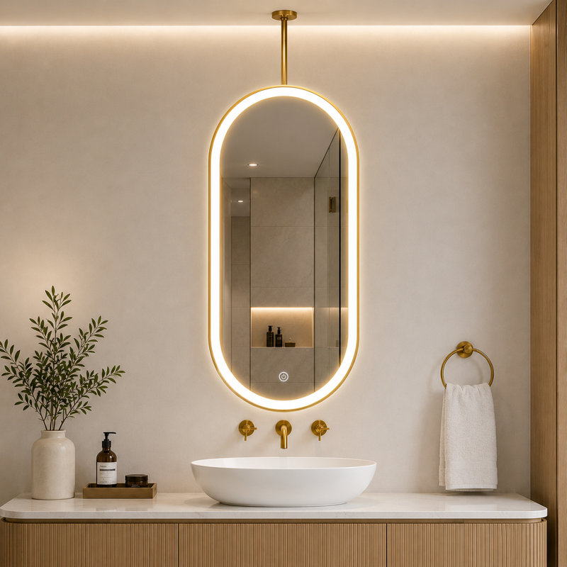 Miroir ovale en métal à fixation au plafond Pâques