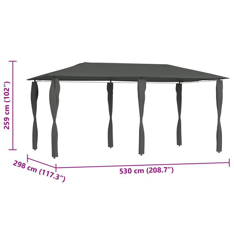 Arkhurst  Gazebo with Post Covers 2,98x5,3x2,59 m 160 g/m², Anthracite