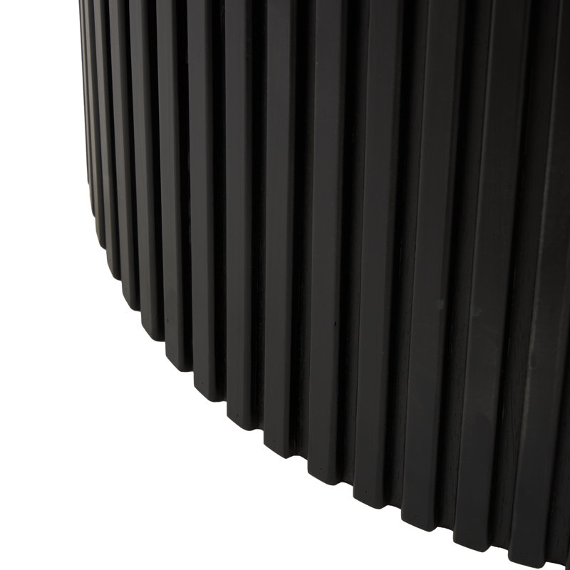 Cole And Grey Wood Handmade Ribbed Living Room Coffee Table With Slatted Base, Black