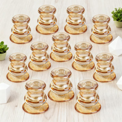 Paquet de 12 porte-bougies coniques en verre épais pour les mariages, les fêtes et les centres de table de fête, des porte-bougies durables et élégants pour une décoration toute l'année
