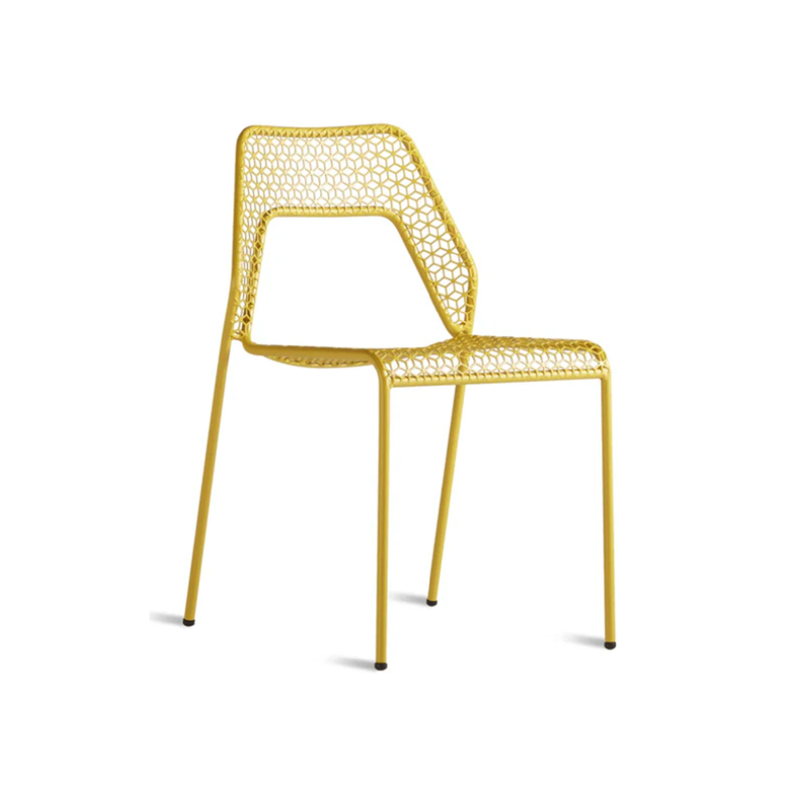 Hot Mesh Premium All-Weather Wicker Outdoor Stacking Dining Side Chair, Natural Yellow