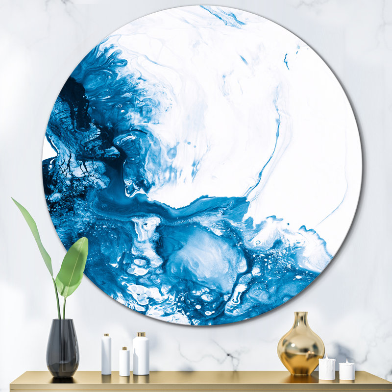 Art de marbre liquide bleu clair et blanc II, H 36 po x l 36 po