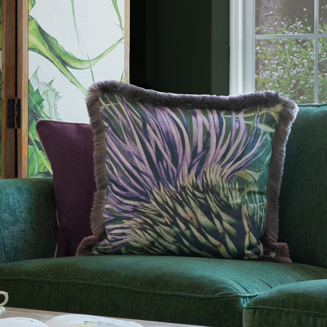 Athorn Athorn Floral Fringed Cushion Feathers Floral Square Scatter Cushion Cushion With Filling
