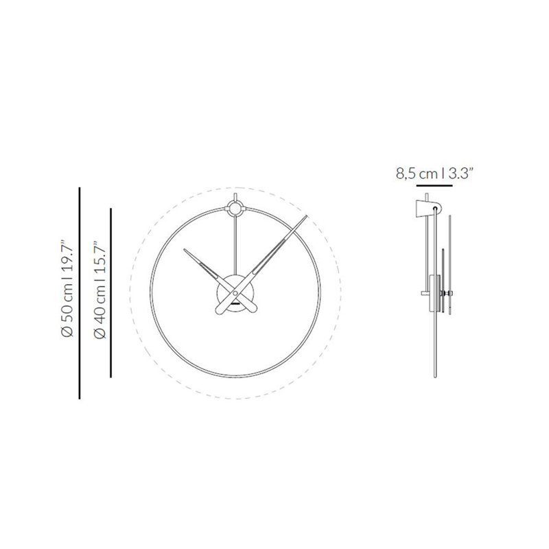 Graphite Walnut Minimalist Wall Clock with German Mechanism