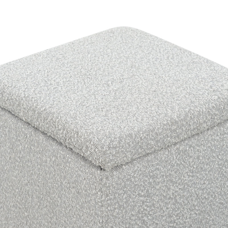 Becka Square Boucle Storage Ottoman, Gray Boucle